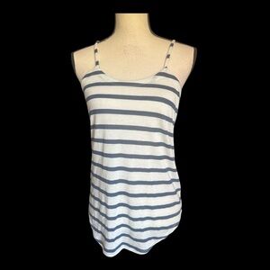 Chaser Blue and White Striped Tank Top Small